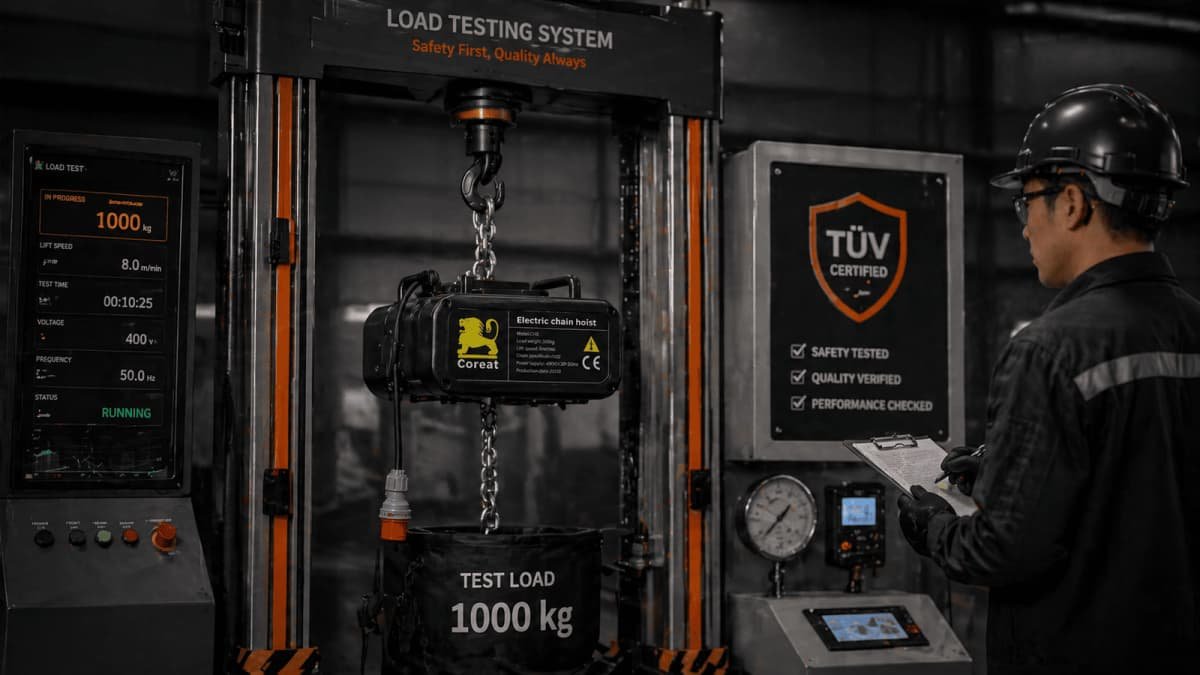 A TUV certificate for a stage electric chain hoist