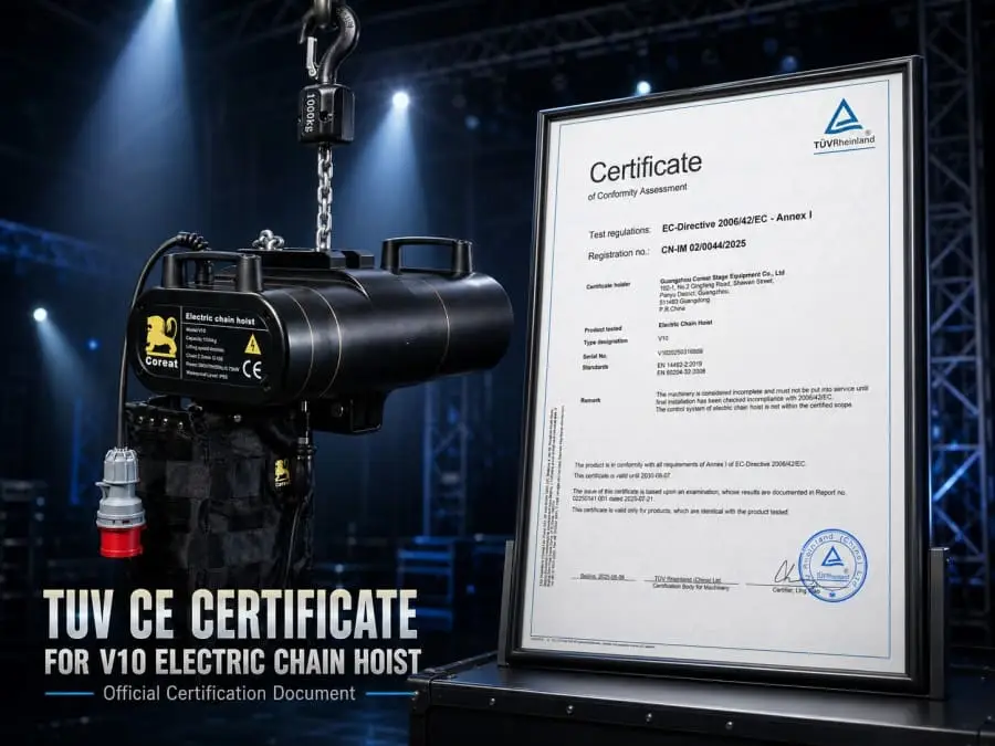 TUV CE Certificate for V10 Electric Chain Hoist