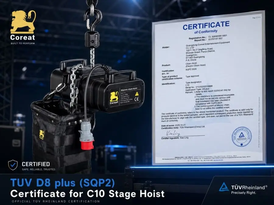 TUV D8 plus (SQP2) Certificate for C10 Stage Hoist