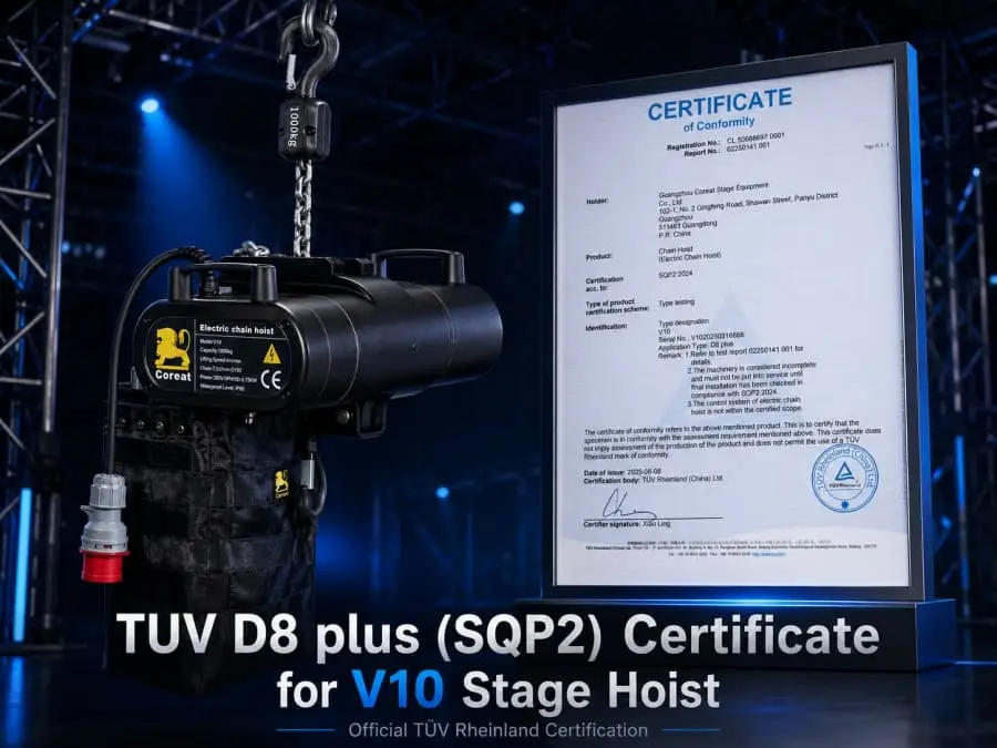 TUV D8 plus (SQP2) Certificate for V10 Stage Hoist