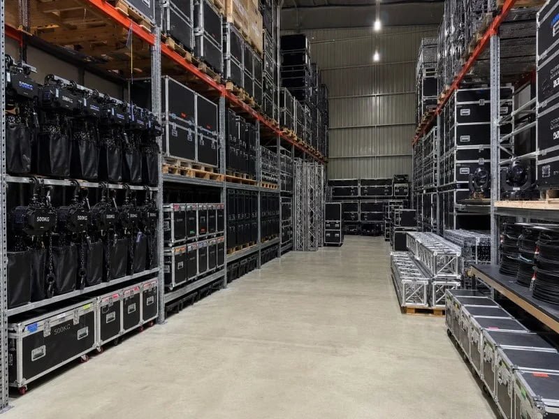 Stage hoists for rental company inventory