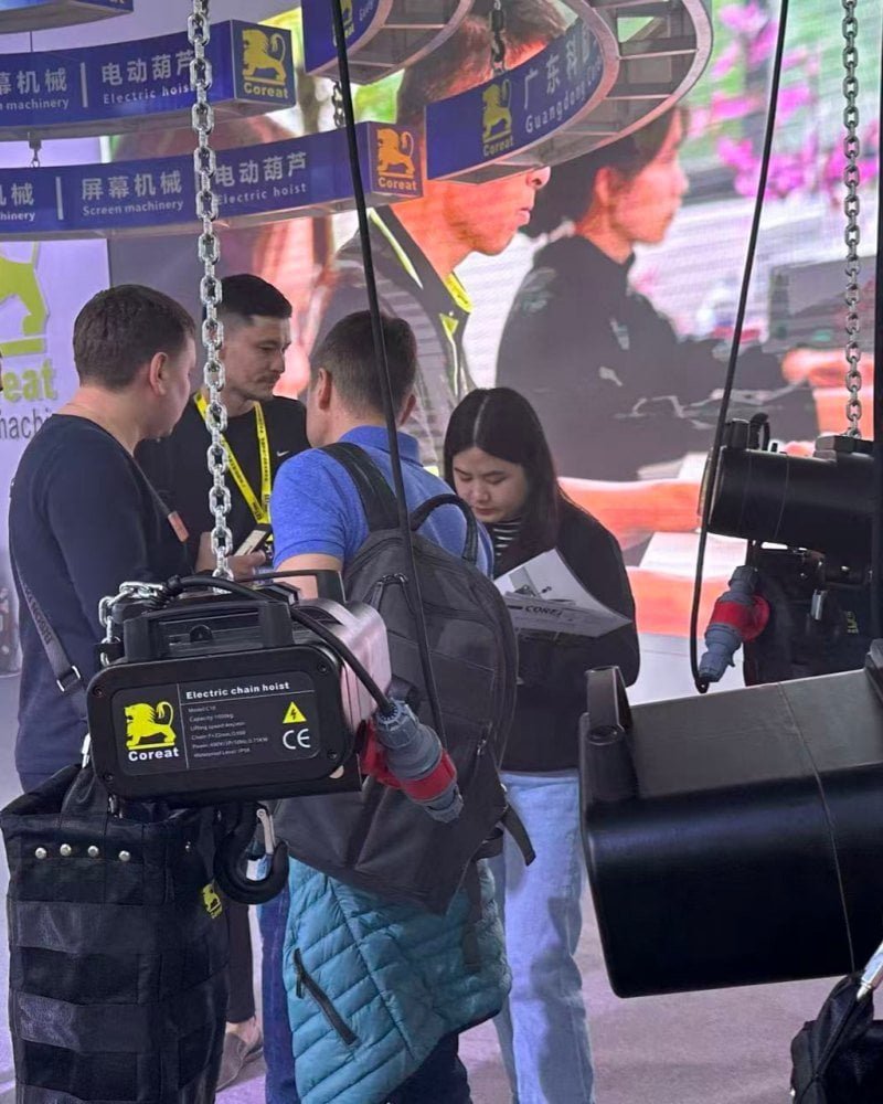 Stage engineer working on professional rigging system installation